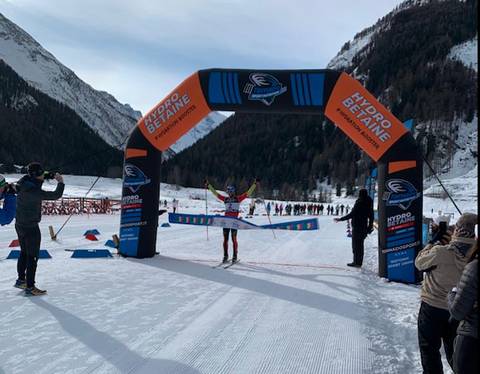 Giuseppe Lamastra vincitore  winter triathlon Cogne 2020 (foto fitri)