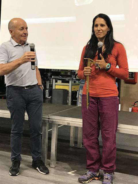 Sergio Longoni nell'incontro con la climber iraniana Nasim Eshqi