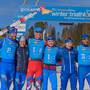 Podio staffetta Campionati Mondiali Winter Triathlon di Asiago (Fitri)